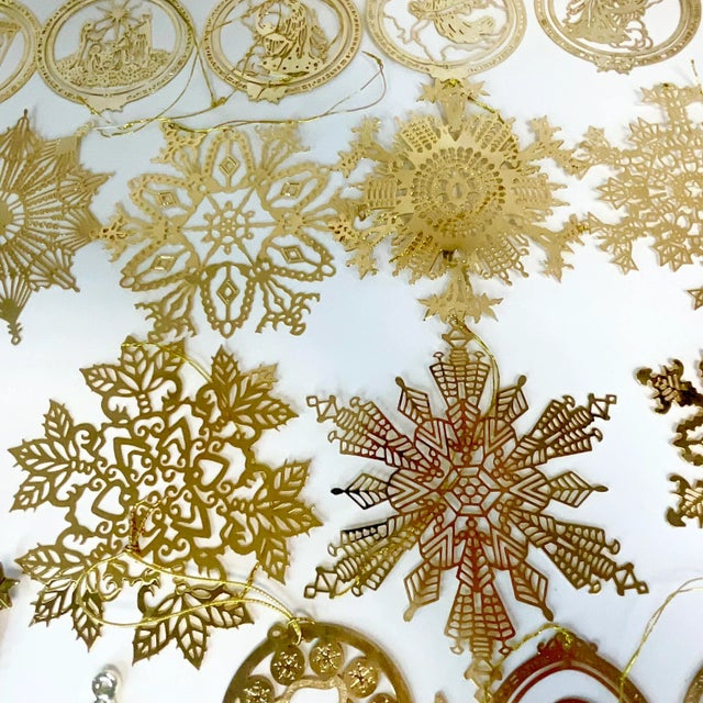 1960s Hollywood Regency Gold Filagree Christmas Ornaments - Set of 51. For Sale - Image 9 of 12