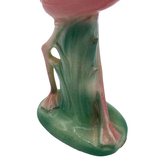 Pink Mid 20th Century Ceramic Mid Flight Pink Flamingo Tabletop Statue Set by Leftons For Sale - Image 8 of 16
