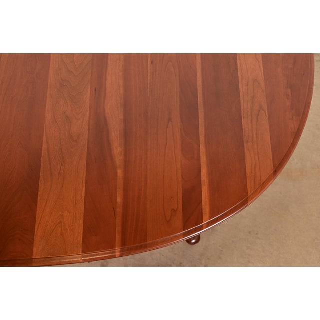 Ethan Allen American Colonial Solid Cherry Wood Extension Dining Table, Newly Refinished For Sale - Image 10 of 15