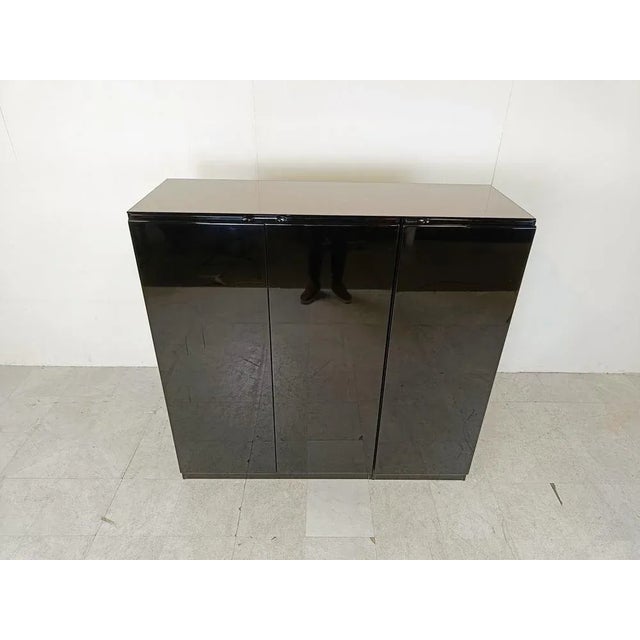 Black Black Lacquered Bar Cabinet, 1970s For Sale - Image 8 of 9