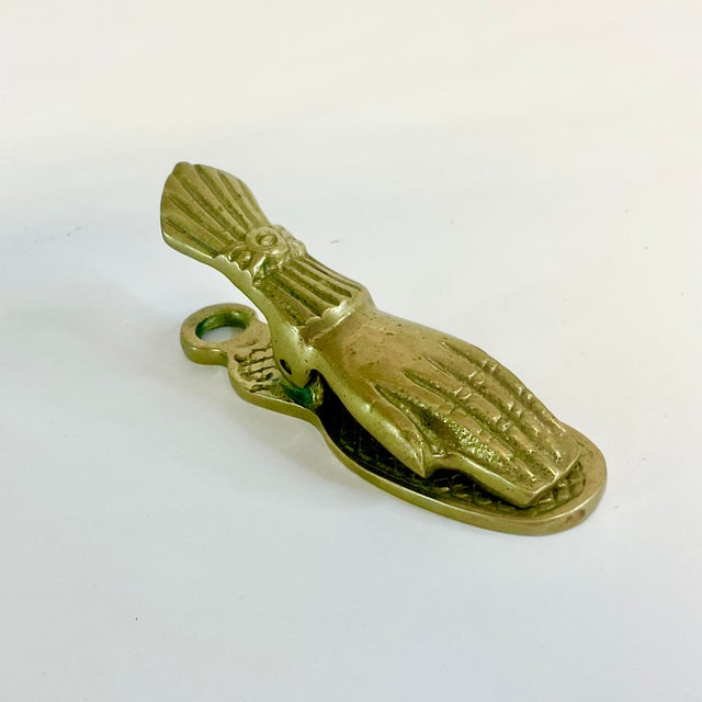 American 1960s Vintage Boho Chic Americana Brass Hand Paper Clip For Sale - Image 3 of 8