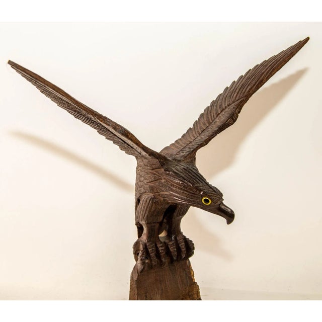 1960s Large Hand-Carved Iron Wood American Bald Eagle Art Sculpture For Sale - Image 9 of 12
