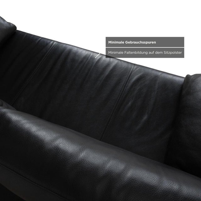 Vida 2-Seater Sofa in Black Leather from Rolf Benz For Sale - Image 6 of 12