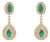1.68ct Pear-Cut Emerald & Diamond Double Halo Drop Earrings in 14k Yellow Gold- 2 Pieces For Sale