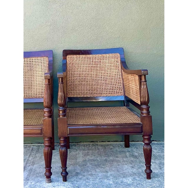 Vintage Carved Wood and Cane Chairs - Pair For Sale - Image 9 of 12