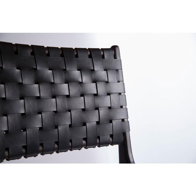 Contemporary Andrianna Shamaris Modern Chair Series Double-Backed Leather Woven Chair For Sale - Image 3 of 18
