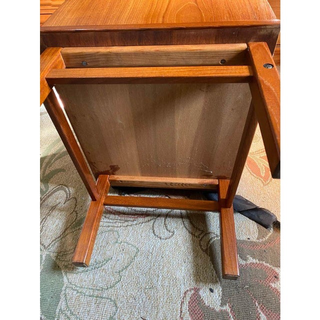Wood Pair of Mid Century Modern Teak Nightstands Bed Side Tables , Possibly by Nils Jonson For Sale - Image 7 of 9
