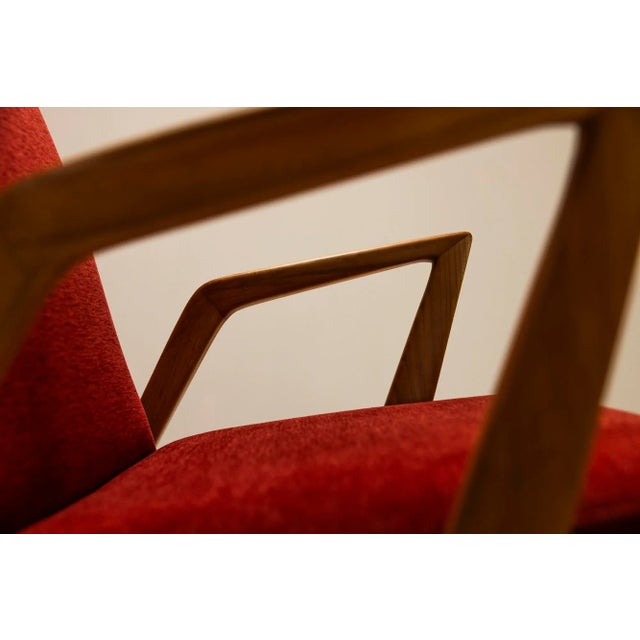 Vintage Italian Armchair in Walnut and Burgundy, 1960s For Sale - Image 11 of 13