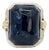 14k Two Tone Yellow and White Gold Blue Stone Ornate Floral Motif Ring, Size 5.25 For Sale