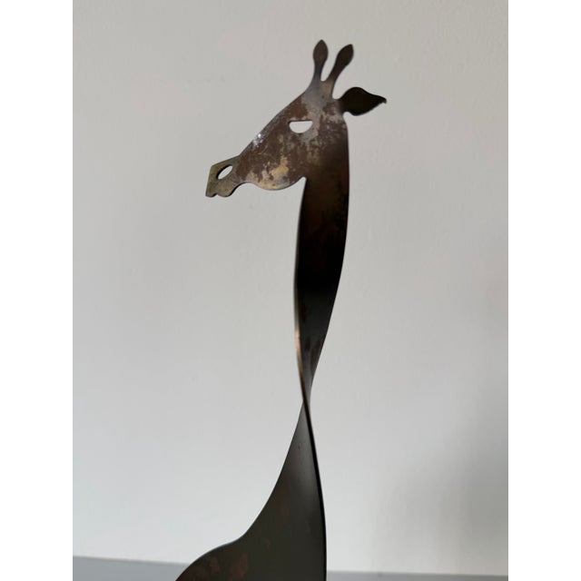 Brown 1980’s David Lesser Steel Cutout Giraffe Sculpture – Signed For Sale - Image 8 of 10