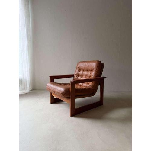 Vintage Lounge Chair in Teak and Leather, 1960s For Sale - Image 5 of 13