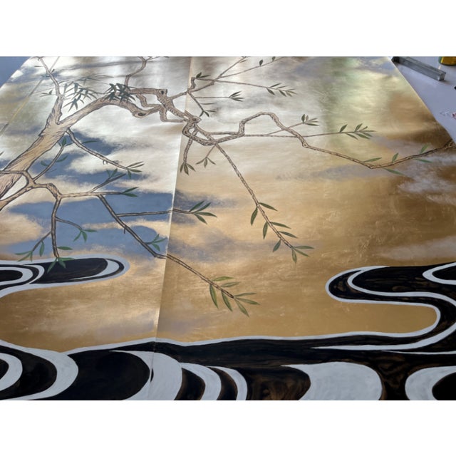 Hand-Painted Chinoiserie Wallpaper Mural, Elegant Crane & Chinese ...