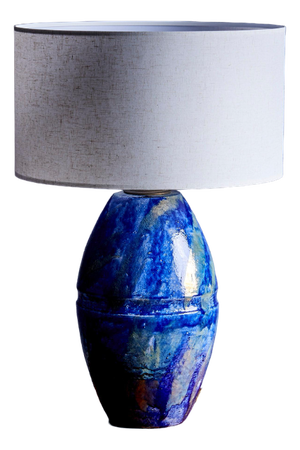 Huge Table Lamp in Blue Ceramic, France, 1960s