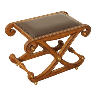 Mid 20th Century Regency Style Curved X-Base Stool For Sale