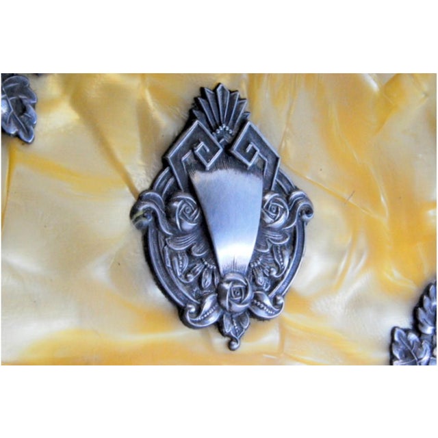 Wooden and Bakelite Notepad Holder with Silver Applications For Sale - Image 10 of 12