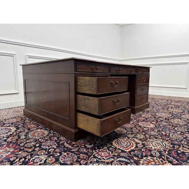 Large Antique English Partner Desk For Sale - Image 11 of 18