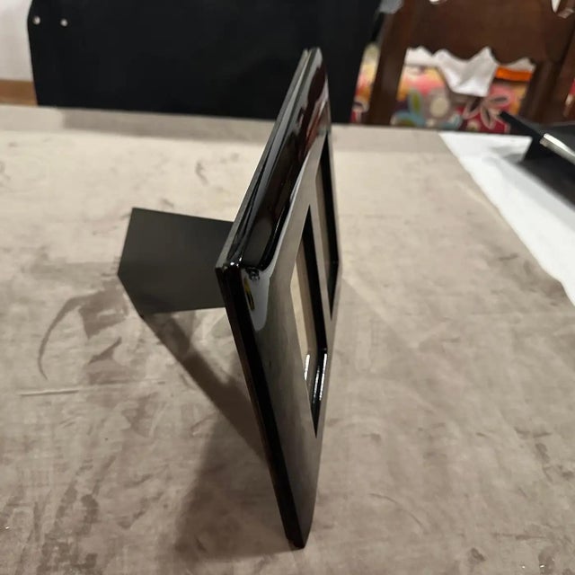 1990s Modern Black Lacquered Wood Italian Double Picture Frame by Bussolari For Sale - Image 4 of 10