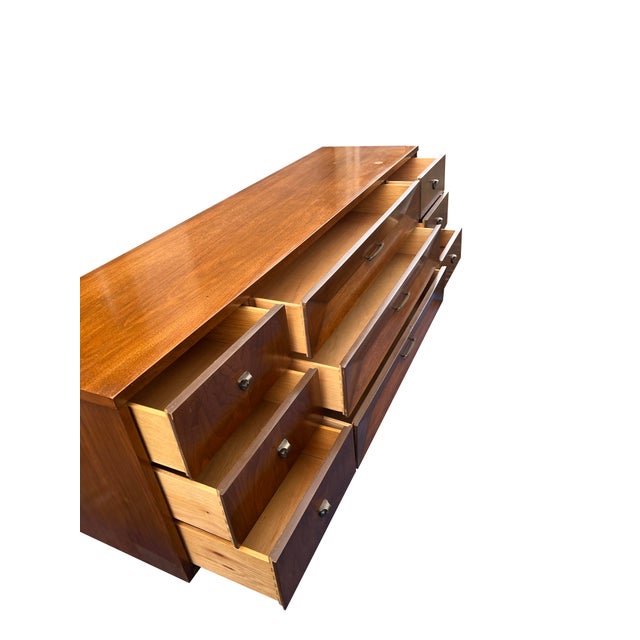 1970s Mid Century Modern Vintage Low Long Dresser or Credenza in Albert Parvin Style Sculpted Design For Sale - Image 5 of 11
