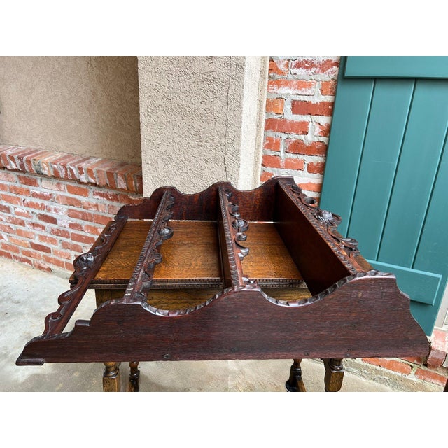 Brown Antique English Gothic Revival Wall Shelf Carved Oak Hanging Display Rack C1880 For Sale - Image 8 of 18