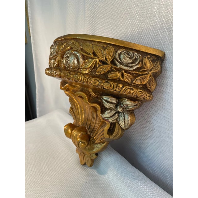 Jaru 1970s Jaru Decorative Gilded Wall Jardiniere Planter Bracket For Sale - Image 4 of 12