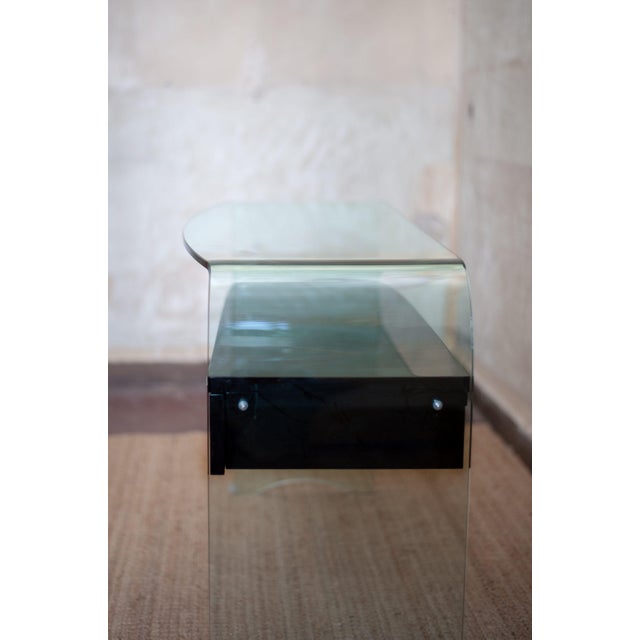 1990s Bent Glass Lacquered Console with Suspended Drawers, 1990s For Sale - Image 5 of 7