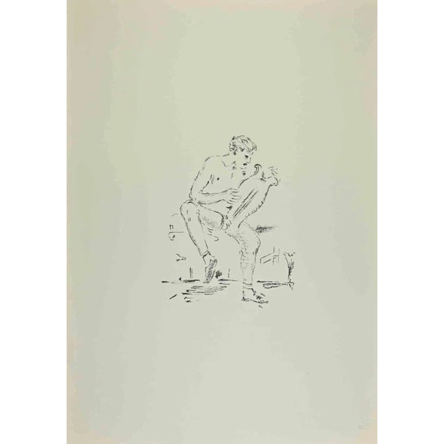 The Citaredo is an artwork realized by Filippo De Pisis (1896, Ferrara - 1956, Milano) in 1968. Black and white...