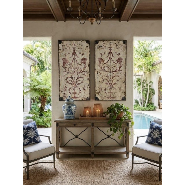 Pair of Vintage Distressed Botanical Wooden Wall Panel For Sale - Image 10 of 12