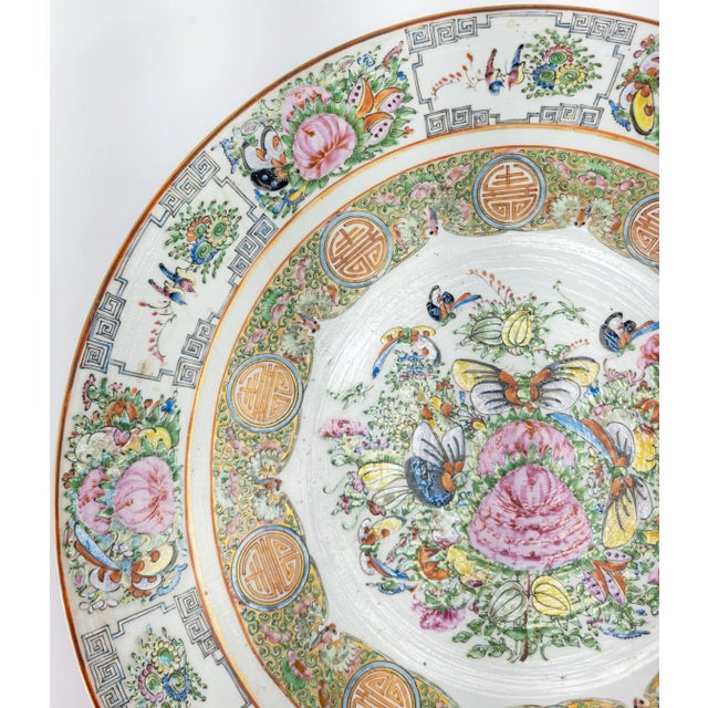 We are selling this rare large 16" Chinese Export charger. This Charger is decorated in the Famille Rose Medallion style...