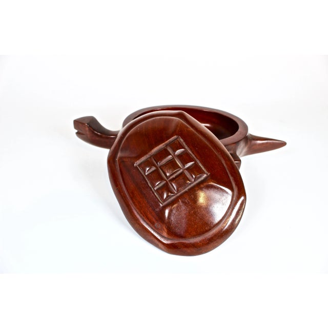 Mid-Century Modern 1950's Haitian Hand Carved Mahogany Turtle Trinket Box For Sale - Image 3 of 10