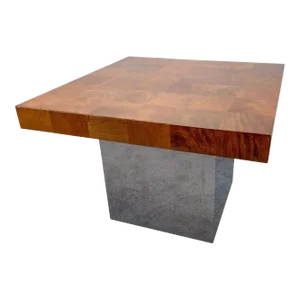 Milo Baughman for Thayer Coggin MCM Burl & Chome Coffee, Cocktail Table