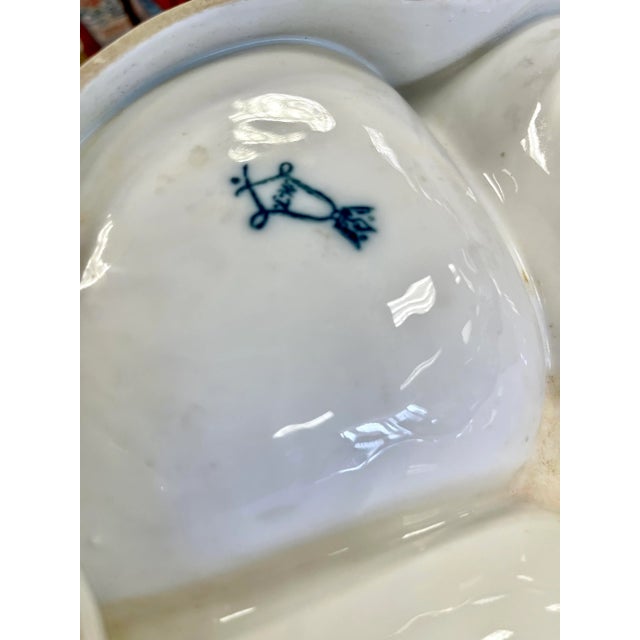 Pink Antique Pink and Gold Porcelain Divided Server Dish Platter For Sale - Image 8 of 9