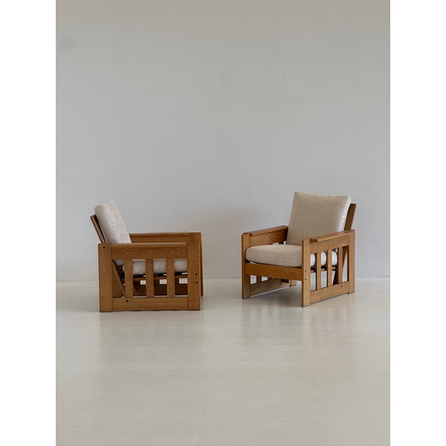 Danish-Style Armchairs in Ash and Cream-Colored Velvet Upholstery, 1970s, Set of 2 For Sale - Image 4 of 18