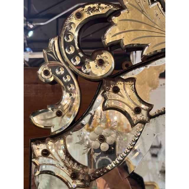 Early 20th C. Venetian Etched Mirror For Sale - Image 9 of 10