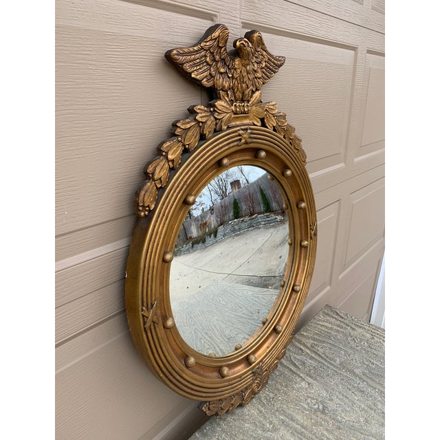 Mid 20th Century Mid 20th Century American Federal Giltwood Eagle Bullseye Convex Mirror For Sale - Image 5 of 12