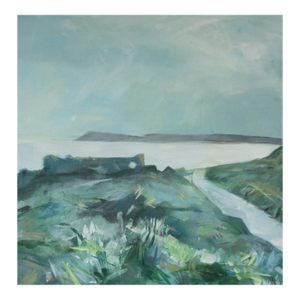 Contemporary 'Cornish Coast' Original British Coastal Landscape Oil Painting by by British Artist Nicky Knill Jones, Framed