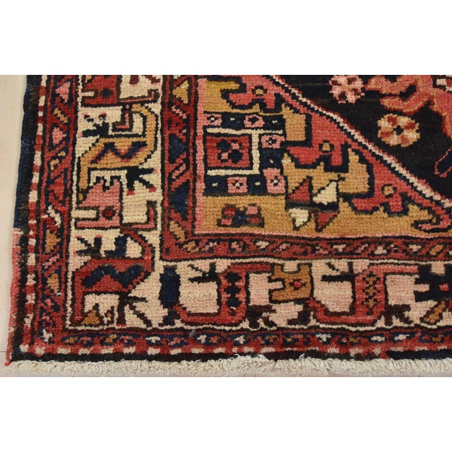 Karajeh Runner 3’3” X 10’9” Blue Wool Semi-Antique Tribal Hand-Knotted Rug For Sale - Image 11 of 14