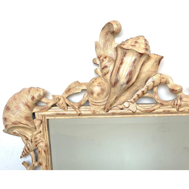 Italian Hand-Carved Grotto Shell & Coral Reef Mirror with Beveled Glass For Sale - Image 11 of 18