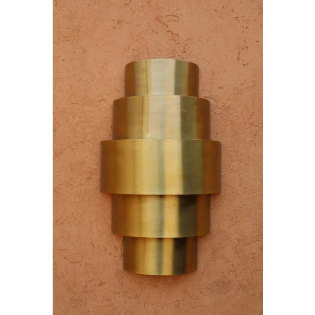 Handmade Art Déco Brass Wall Sconce Rounded Shape Shade For Sale - Image 9 of 10