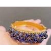 Bochic "Capri" Vintage Blue Sapphire Cabochon Bangle Set in 18K Gold & Silver For Sale - Image 16 of 18