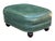 1960s Classic English Style Green Leather Ottoman With Nailhead Trim and Bun Feet For Sale - Image 4 of 8
