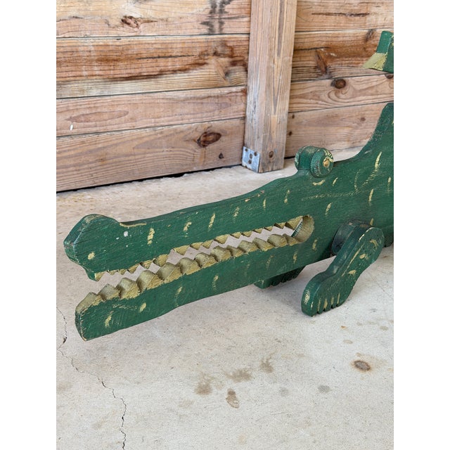 Wood Monumental Vintage Folk Art Florida Alligator Wood Sculpture For Sale - Image 7 of 12
