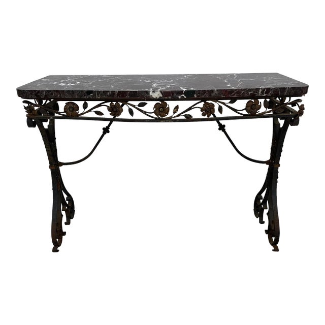 19th Century French Iron & Marble Table For Sale