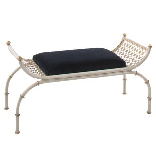 Navy Cielo Velvet Bench For Sale