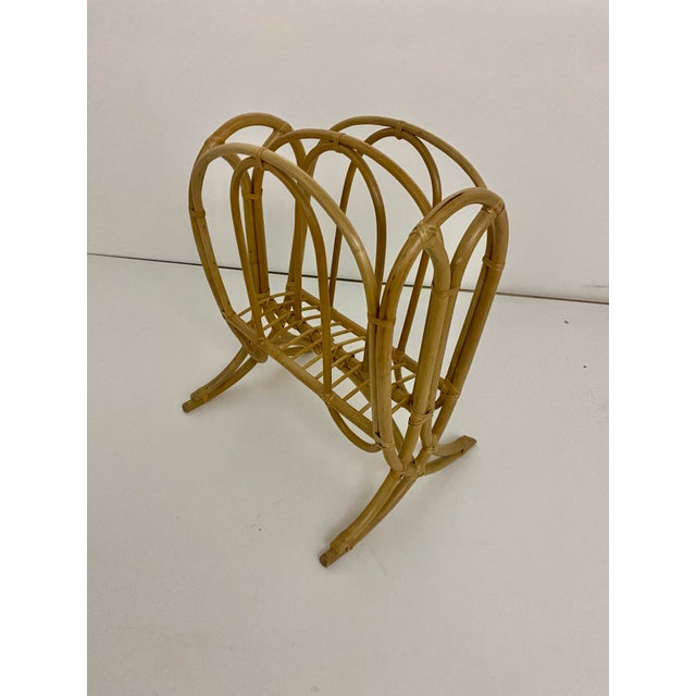 Vintage Mid-Century Modern Bentwood Rattan and Bamboo Magazine Rack. For Sale - Image 9 of 12