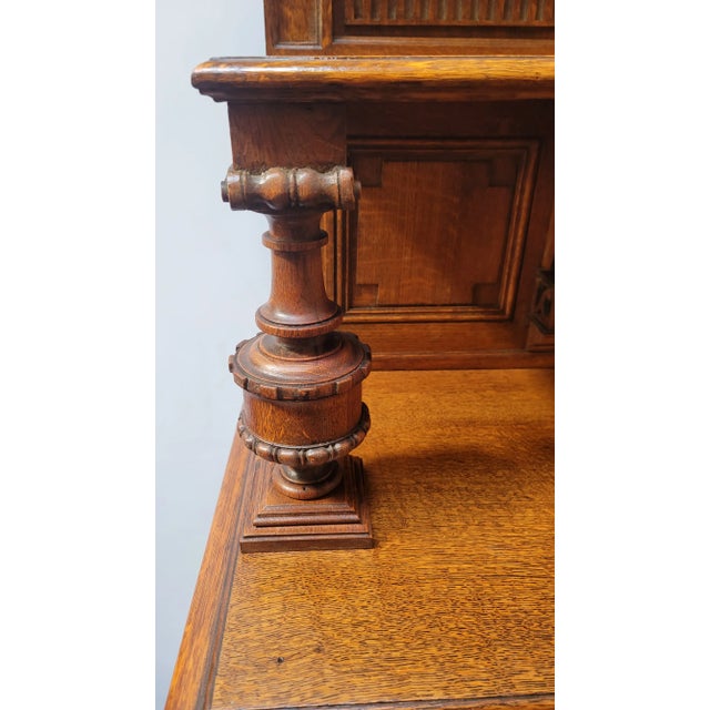Antique 1880s French Henri II Style Sideboard Server Oak For Sale - Image 4 of 17