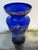 20th Century Snow Painted Cobalt Blue Glass Vase Gold Scrolled Relief Outdoor Scene For Sale In Los Angeles - Image 6 of 9