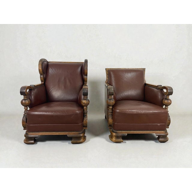 Baroque Chairs in Leather, 1940s, Set of 2 For Sale - Image 13 of 13
