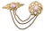 Vintage 1980s Signed Monet Goldtone Pink Cabochon Chatelaine Brooch For Sale