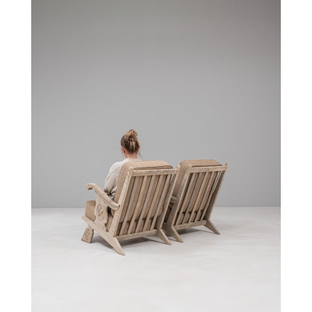 Wood 20th Century French Oak Armchairs With Upholstered Seats And Backs - A Pair For Sale - Image 7 of 18