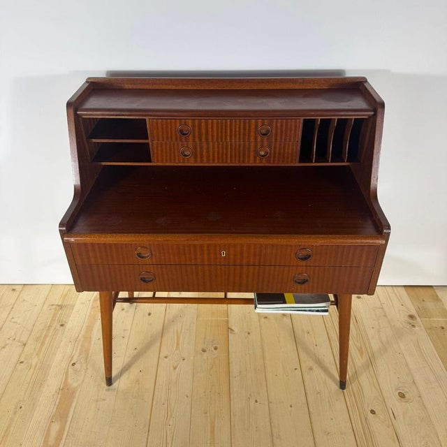 Brown Vintage Scandinavian Secretaire from AB Bröderna Gustafssons For Sale - Image 8 of 13